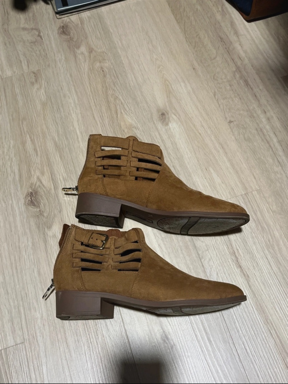 Women’s Faux Suede Ankle Boots in Chestnut Brown